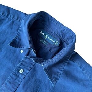 Men's 100% Cotton Ralph Lauren Royal Blue Button Down Long Sleeve Shirt